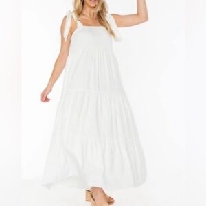 Show Me Your Mumu Sabrina Maxi Dress in White Basket Stripe Women’s Size Medium